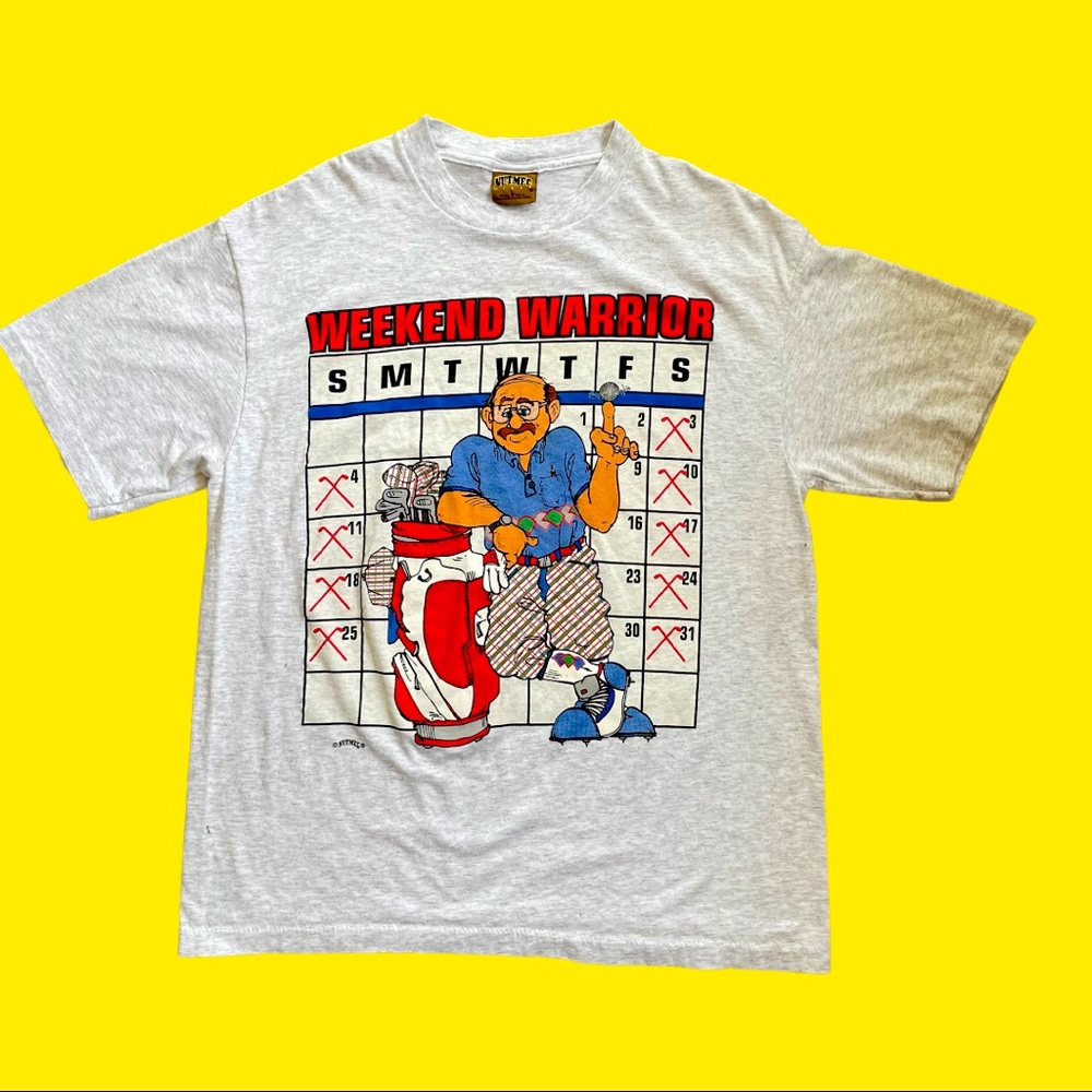 Vintage 90s Single Stitch Nutmeg Mills Weekend Warrior Golf T-Shirt Large